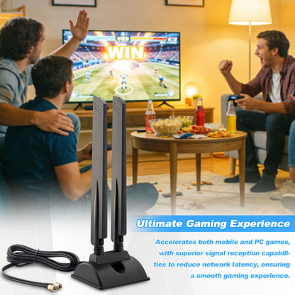 YILIANDUO WiFi 6E Tri-Band Antenna 2.4GHz 5GHz 6GHz 5dBi Omni-Directional Magnetic Base Dual RP-SMA Male 2M RG174 Cable for PC Router Bluetooth