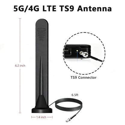 YILIANDUO 4G 5G LTE Antenna 10dBi 600-6000MHz Omnidirectional TS9 Male Magnetic Base 3M RG174 Cable for Router IoT Vehicle 2-Pack