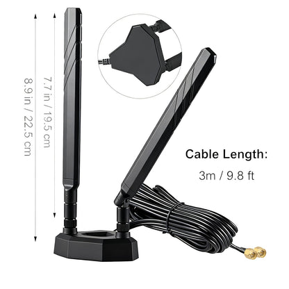 YILIANDUO 5G 4G LTE Antenna 9dBi 600-6000MHz Omni-Directional Magnetic Tri-Base Dual SMA Male 3M Cable for Router PC IoT Smart Home