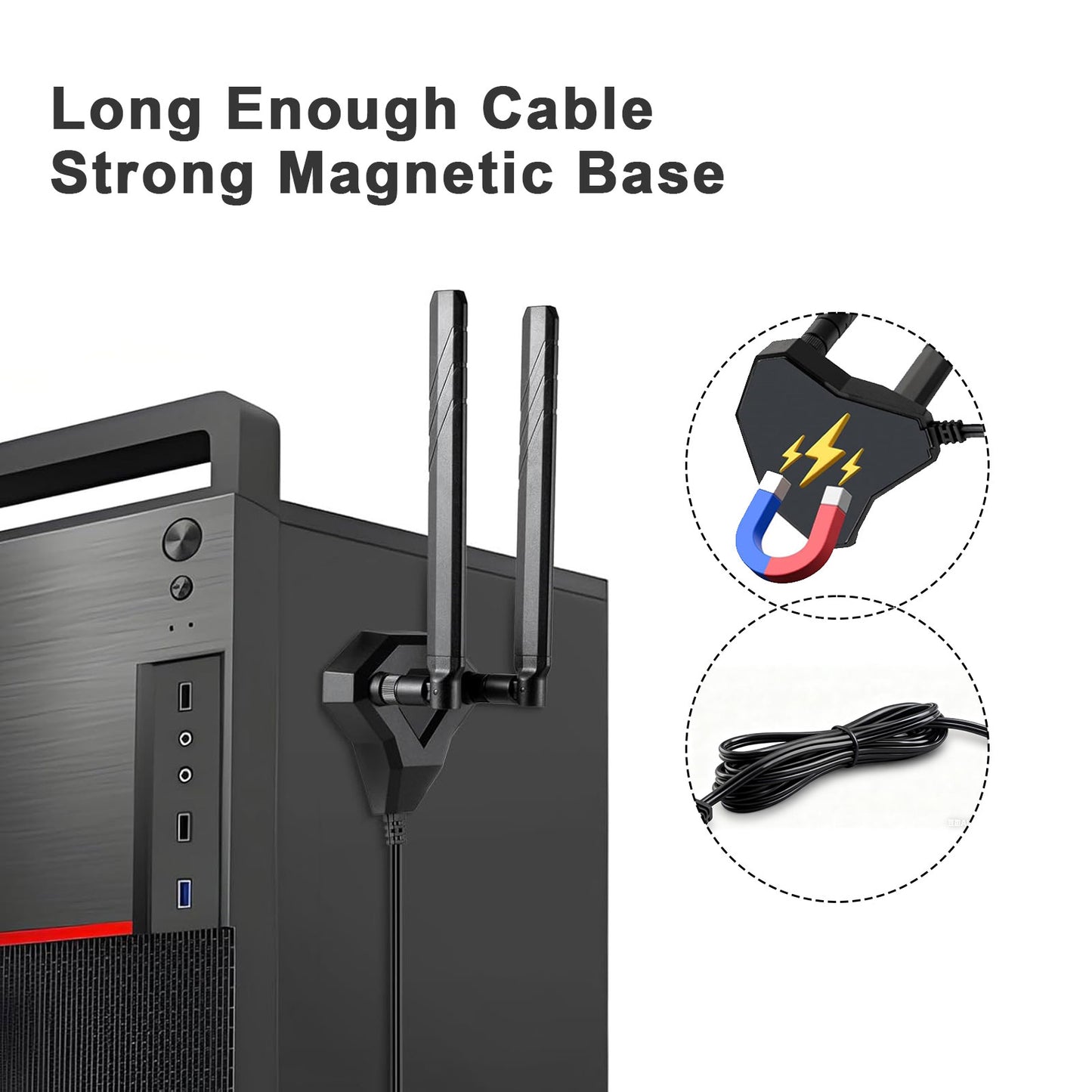 YILIANDUO 5G 4G LTE Antenna 9dBi 600-6000MHz Omni-Directional Magnetic Tri-Base Dual SMA Male 3M Cable for Router PC IoT Smart Home