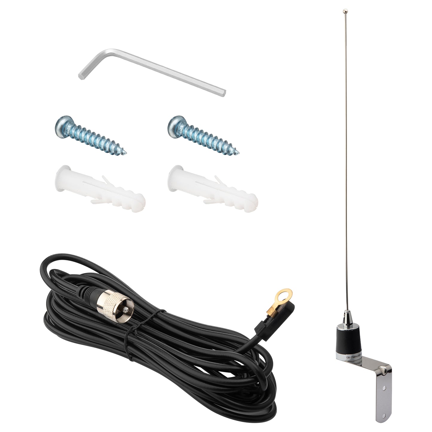 YILIANDUO Dual Band VHF UHF Mobile Antenna 144/430MHz Stainless Steel L-Bracket NMO Mount PL-259 UHF Male 5M RG58 Cable for Ham Radio Car