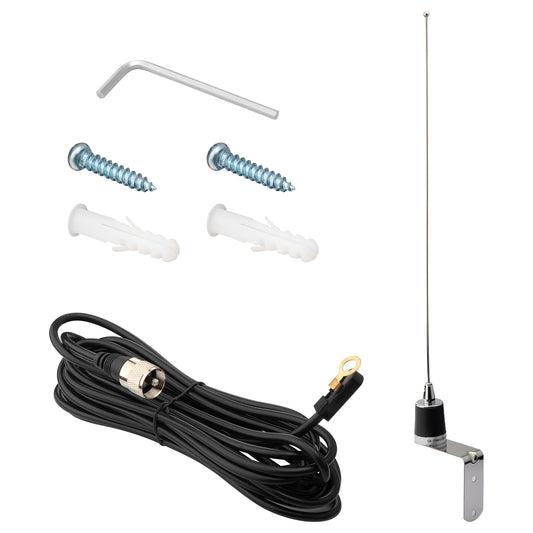 YILIANDUO Dual Band VHF UHF Mobile Antenna 144/430MHz Stainless Steel L-Bracket NMO Mount PL-259 UHF Male 5M RG58 Cable for Ham Radio Car