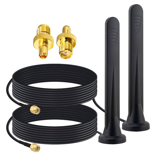 YILIANDUO 4G 5G LTE Antenna 5dBi SMA Male Magnetic Base 600-6000MHz Omni-Directional with 3M RG174 Cable & TS9 Adapters 2-Pack