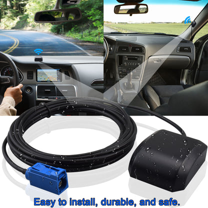 YILIANDUO Car Active GPS Antenna Straight Fakra C Female Magnetic Base 3M RG174 Cable for Dash DVD Head Unit Stereo Navigation