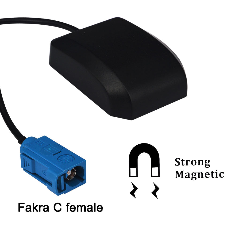 YILIANDUO Car Active GPS Antenna Straight Fakra C Female Magnetic Base 3M RG174 Cable for Dash DVD Head Unit Stereo Navigation