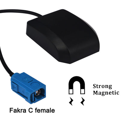 YILIANDUO Car Active GPS Antenna Straight Fakra C Female Magnetic Base 3M RG174 Cable for Dash DVD Head Unit Stereo Navigation