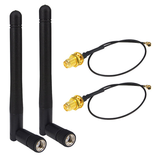 YILIANDUO 2.4GHz 3dBi Omni WiFi Antenna Kit RP-SMA Male + U.FL IPX to RP-SMA Female 15cm Pigtail Cable 2Pack