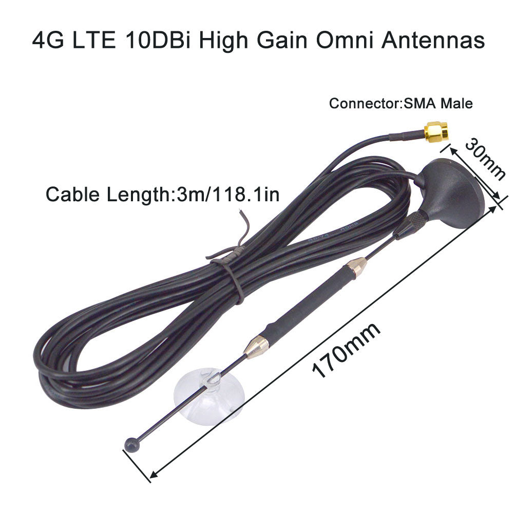 YILIANDUO 10dBi 4G LTE Antenna MIMO SMA Male Antenna with Magnetic Base RG174 3M Cable for WiFi Router Modem Network
