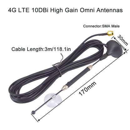 YILIANDUO 10dBi 4G LTE Antenna MIMO SMA Male Antenna with Magnetic Base RG174 3M Cable for WiFi Router Modem Network