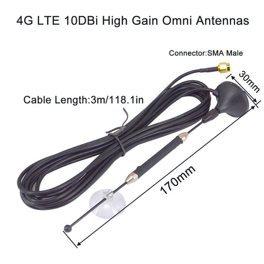 YILIANDUO 10dBi 4G LTE Antenna MIMO SMA Male Antenna with Magnetic Base RG174 3M Cable for WiFi Router Modem Network