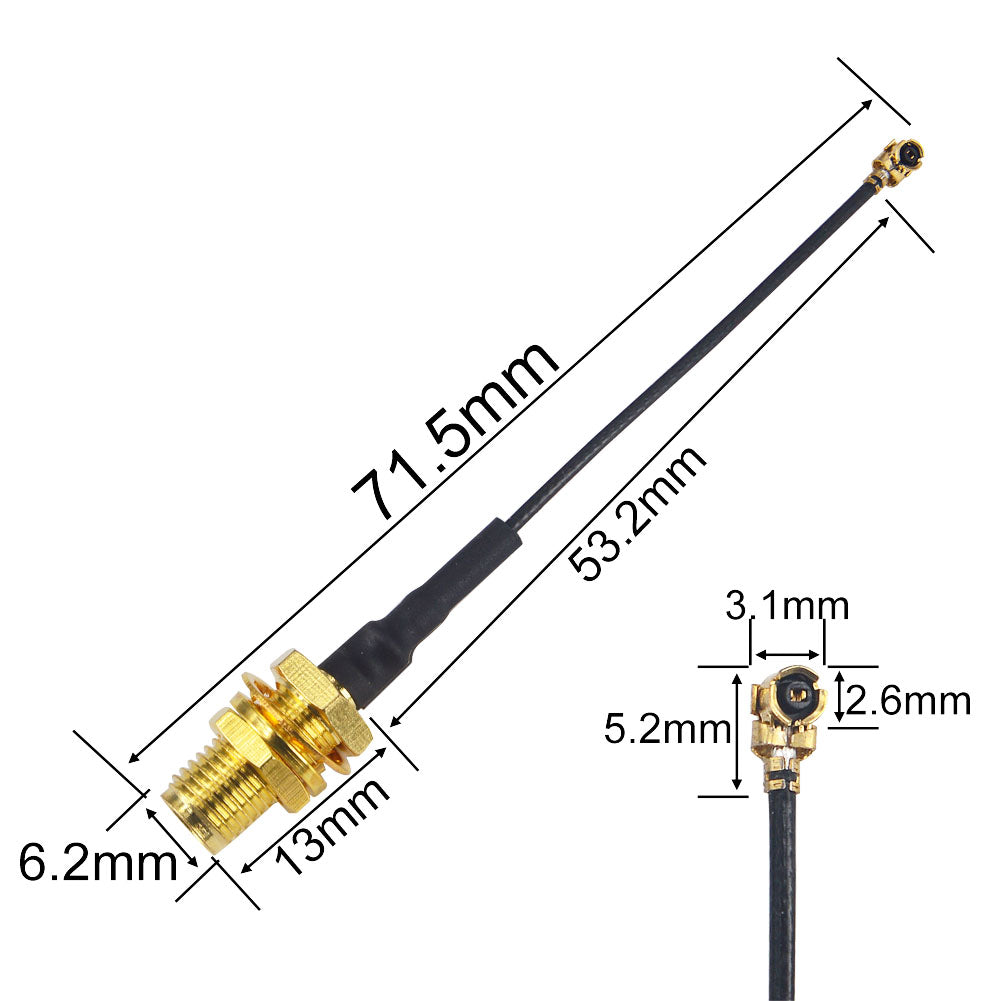 YILIANDUO 5-Pack 5CM U.FL IPX to SMA Female Bulkhead Pigtail Cable 1.13mm for Wi-Fi Radios, Antenna, Mini PCI