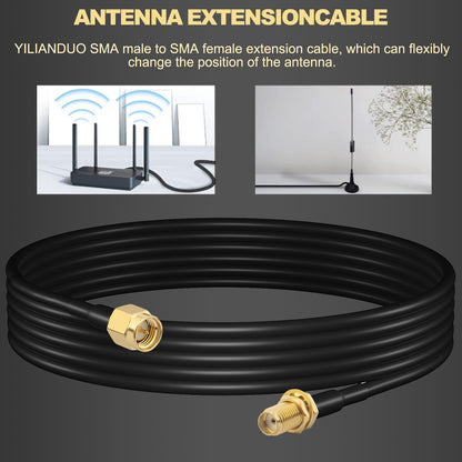 SMA WiFi Antenna Extension Cable SMA Male to Female Low Loss Coaxial RG58 Cable for 2G/3G/4G/5G LTE Antenna Wireless Router WLAN Modem BaoFeng Kenwood Yaesu(Not for TV)