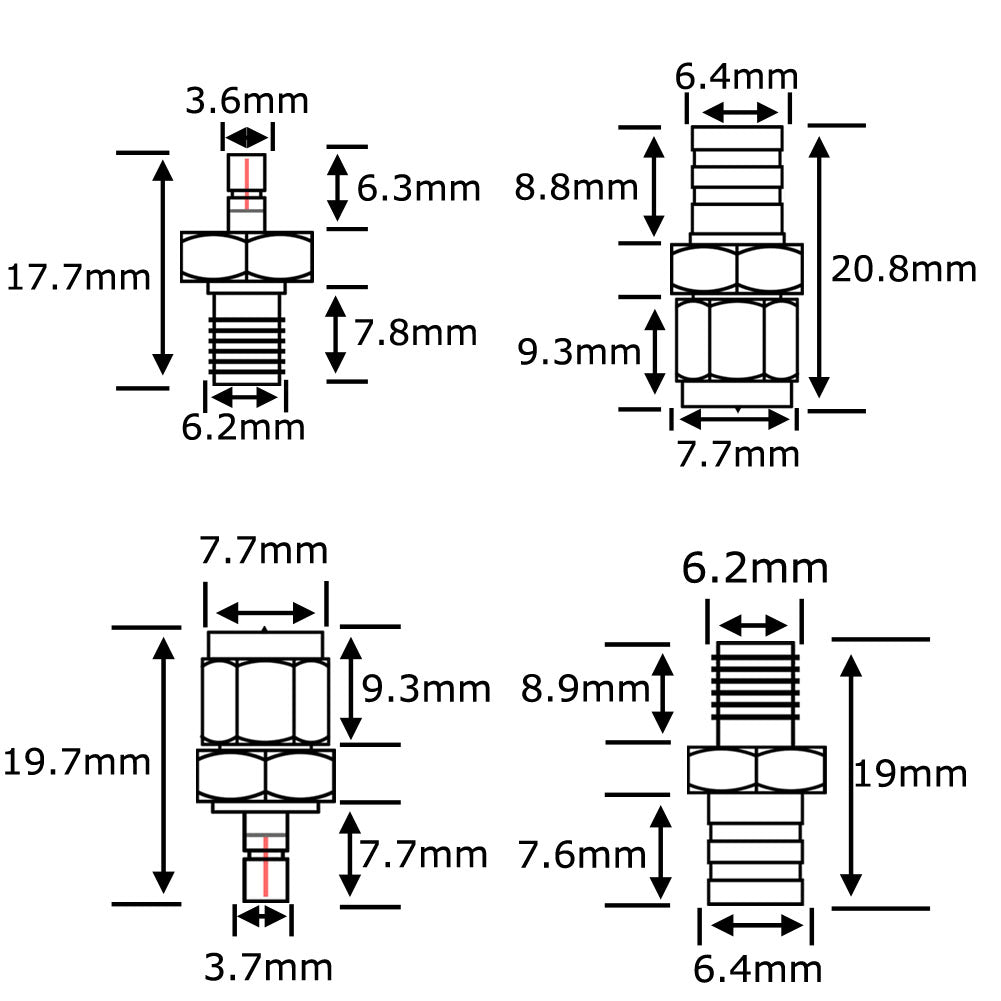YILIANDUO 4 Type DAB Aerial Adapter SMA to SMB RF Adapter Kit SMA Adapters to SMB Connector for DAB + Car Radio Aerial JVC Alpine GPS System All in-car Auto Radio