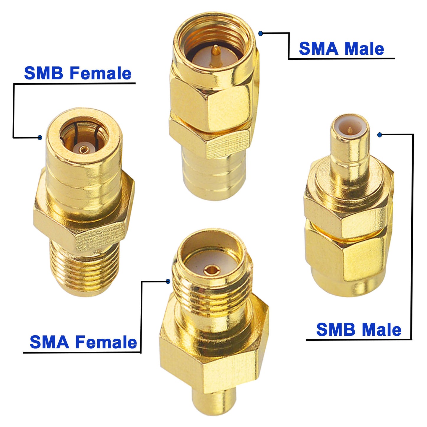 YILIANDUO 4 Type DAB Aerial Adapter SMA to SMB RF Adapter Kit SMA Adapters to SMB Connector for DAB + Car Radio Aerial JVC Alpine GPS System All in-car Auto Radio