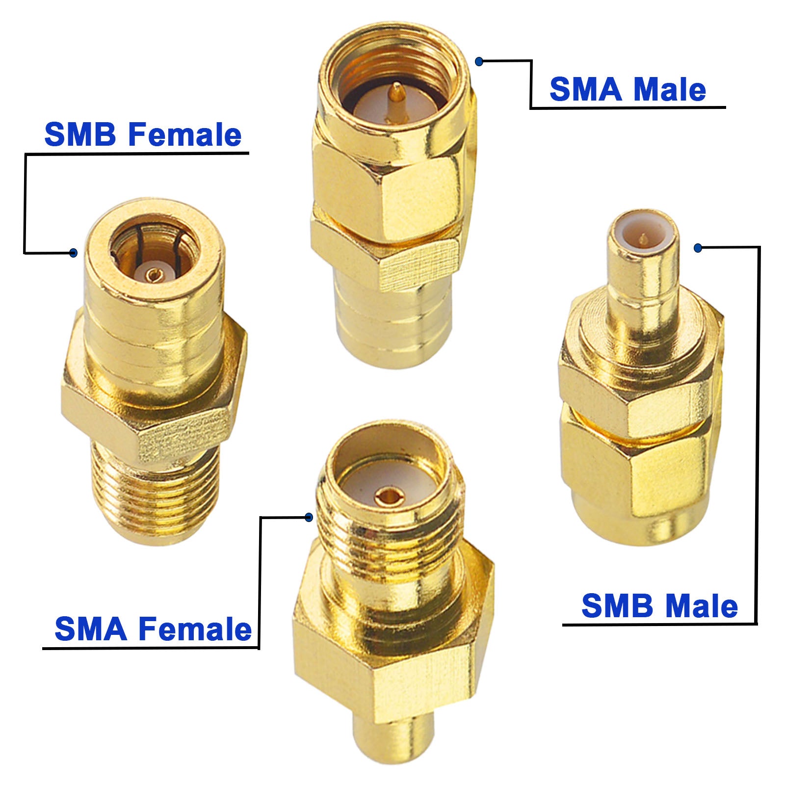 YILIANDUO 4 Type DAB Aerial Adapter SMA to SMB RF Adapter Kit SMA Adapters to SMB Connector for DAB + Car Radio Aerial JVC Alpine GPS System All in-car Auto Radio