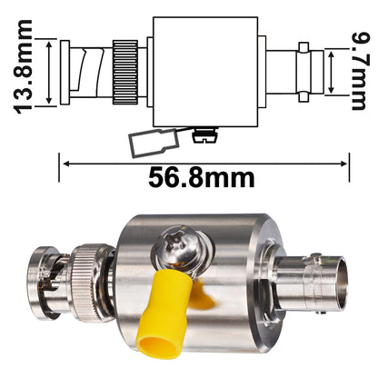YILIANDUO BNC Coaxial Lightning Arrestor Surge Protector BNC Male to Female 50 Ohm Thunder & Lightning Protection Device for CCTV Camera Video