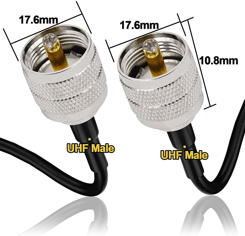 YILIANDUO CB Radio Antenna Cable PL259 UHF Male to Male RG58 Coax Jumper Cable 50CM for CB VHF UHF Ham Radio PMR Wireless LAN Devices SWR Meter Linear Amplifier Dummy Load