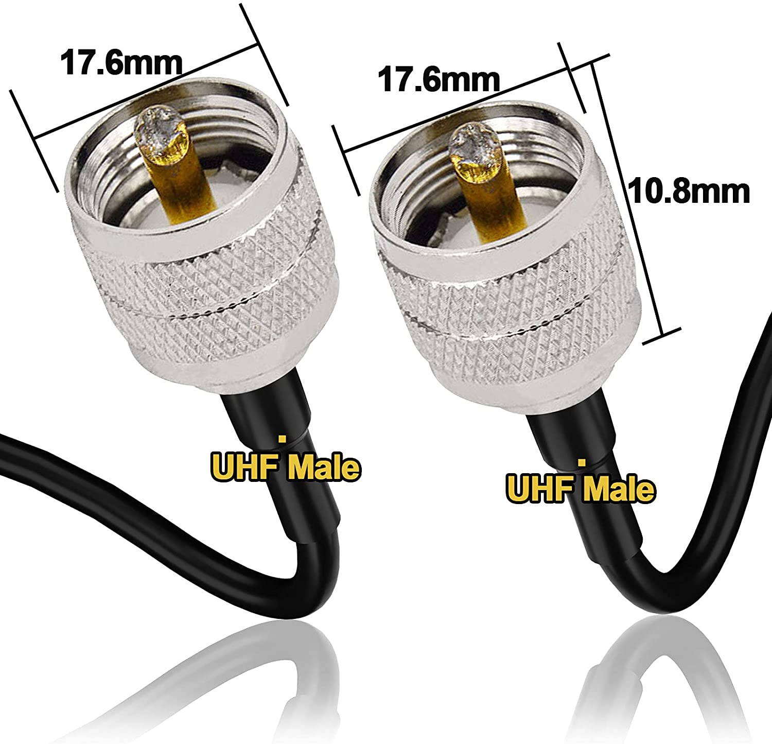 YILIANDUO CB Radio Antenna Cable PL259 UHF Male to Male RG58 Coax Jumper Cable 50CM for CB VHF UHF Ham Radio PMR Wireless LAN Devices SWR Meter Linear Amplifier Dummy Load