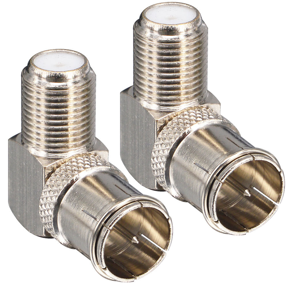 YILIANDUO Coax Quick Connector F-Type Male to Female 90 Degree Quick Extender Push on Coaxial RG6 Connector for RG6 Cable, TV, Antenna, Camping TV Connection 2-Pack