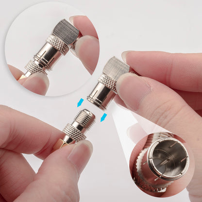 YILIANDUO Coax Quick Connector F-Type Male to Female 90 Degree Quick Extender Push on Coaxial RG6 Connector for RG6 Cable, TV, Antenna, Camping TV Connection 2-Pack