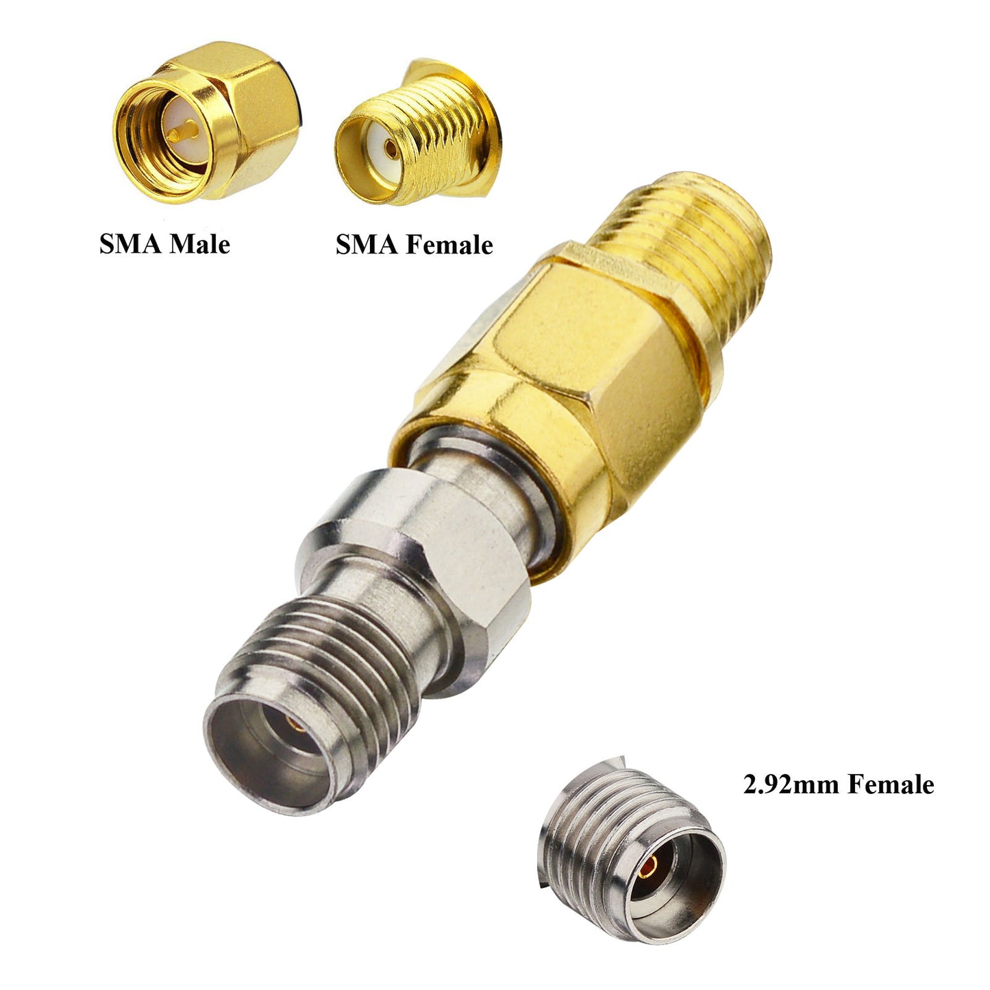 YILIANDUO 2.92mm Male Female Precision Microwave Connector RF Adapter | DC-40GHz 50Ω Stainless Steel, Mechanically Compatible with SMA Connectors
