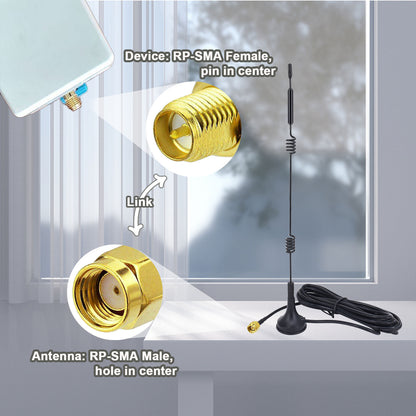 YILIANDUO Dual Band Aerial 9dBi 2.4GHz 5G 5.8GHz RP-SMA Male Antenna with Magnetic Base 3M Cable for WiFi Routers PCIE Network WiFi Card Router External Antenna Wireless WLAN