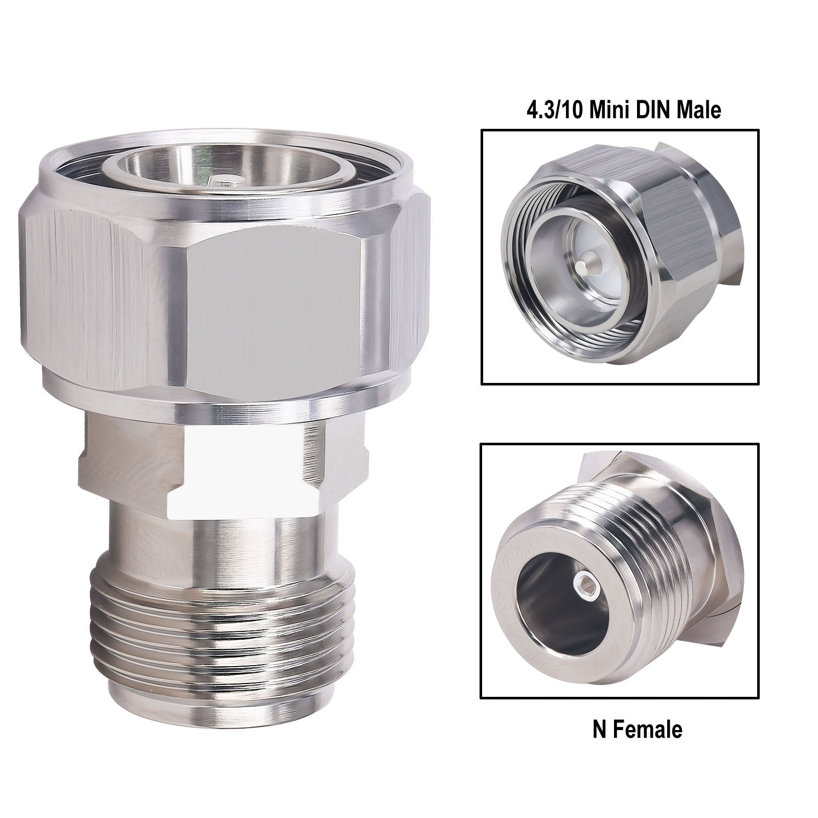 YILAINDUO 4.3/10 Mini DIN Connector Coaxial 4.3-10 Mini DIN to N-type Connector RF Straight Adapter Low PIM Adaptor Converter