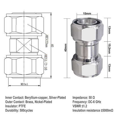 YILAINDUO 4.3/10 Mini DIN Connector Coaxial Mini DIN Male Female Adapter 4.3-10 Connector Adapter for Distributed Antenna System (DAS) Base Stations Wireless Infrastructure