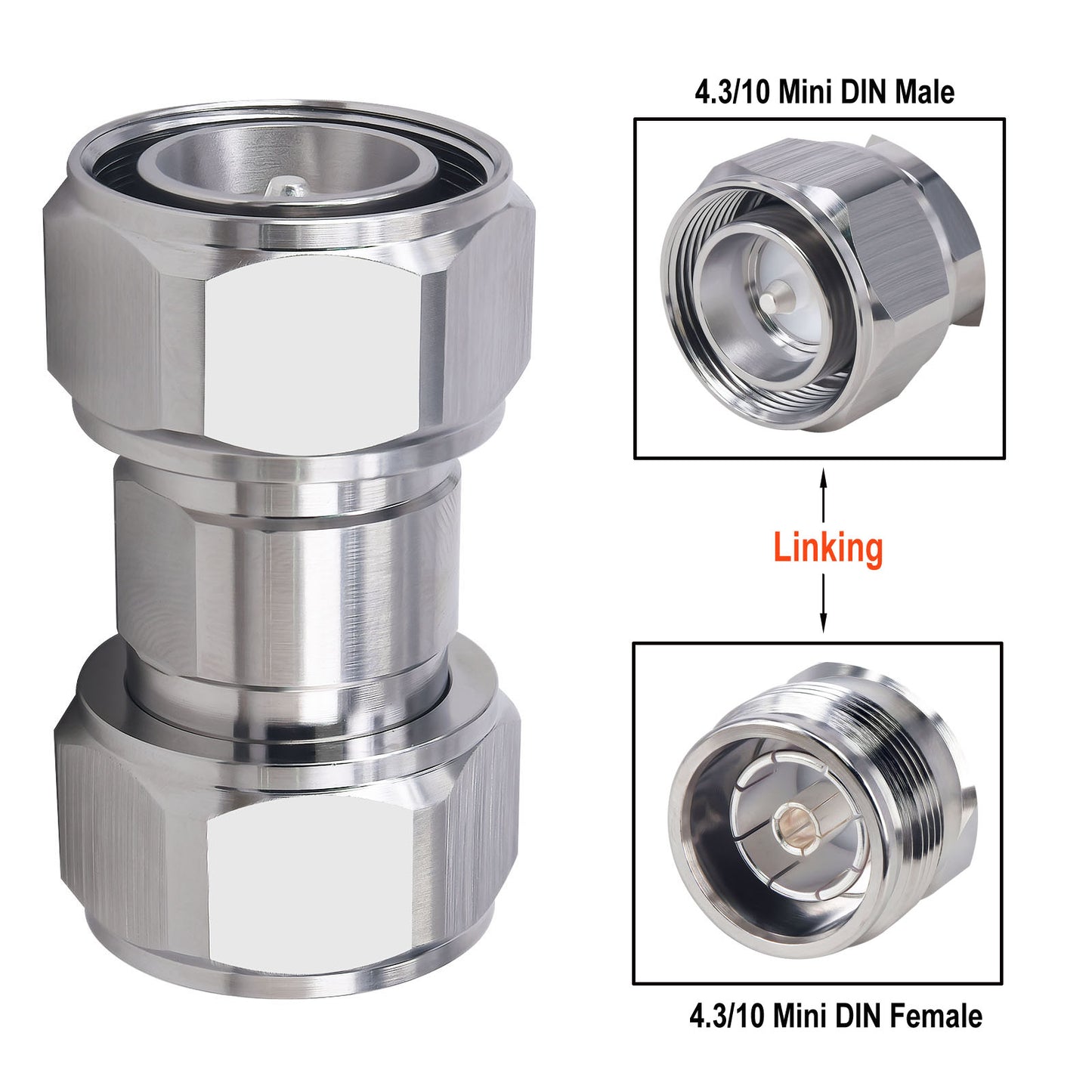 YILAINDUO 4.3/10 Mini DIN Connector Coaxial Mini DIN Male Female Adapter 4.3-10 Connector Adapter for Distributed Antenna System (DAS) Base Stations Wireless Infrastructure