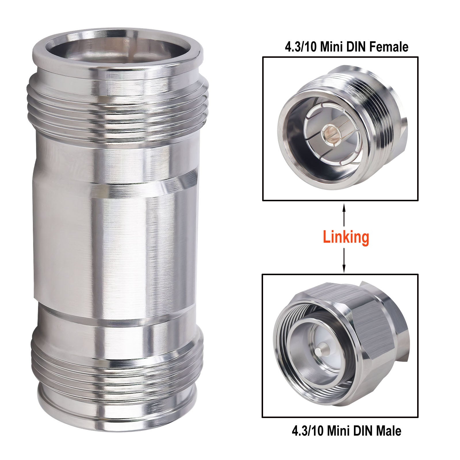 YILAINDUO 4.3/10 Mini DIN Connector Coaxial Mini DIN Male Female Adapter 4.3-10 Connector Adapter for Distributed Antenna System (DAS) Base Stations Wireless Infrastructure