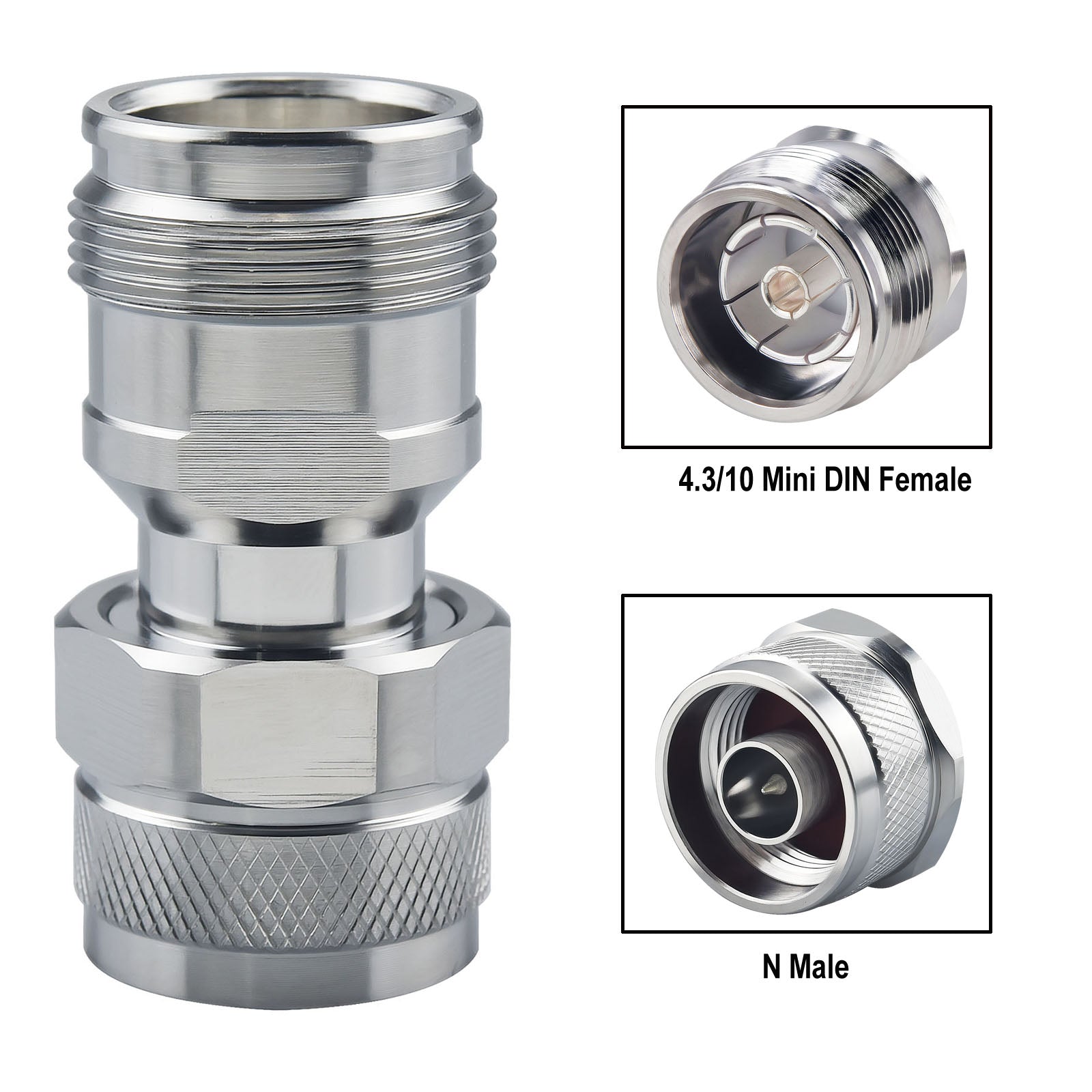 YILAINDUO 4.3/10 Mini DIN Connector Coaxial 4.3-10 Mini DIN to N-type Connector RF Straight Adapter Low PIM Adaptor Converter