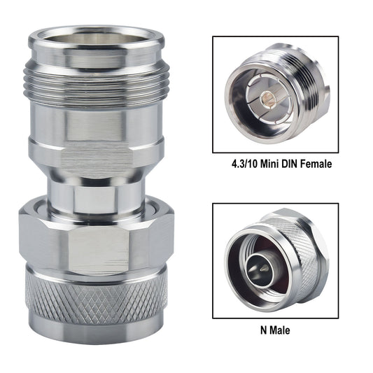 YILAINDUO 4.3/10 Mini DIN Connector Coaxial 4.3-10 Mini DIN to N-type Connector RF Straight Adapter Low PIM Adaptor Converter
