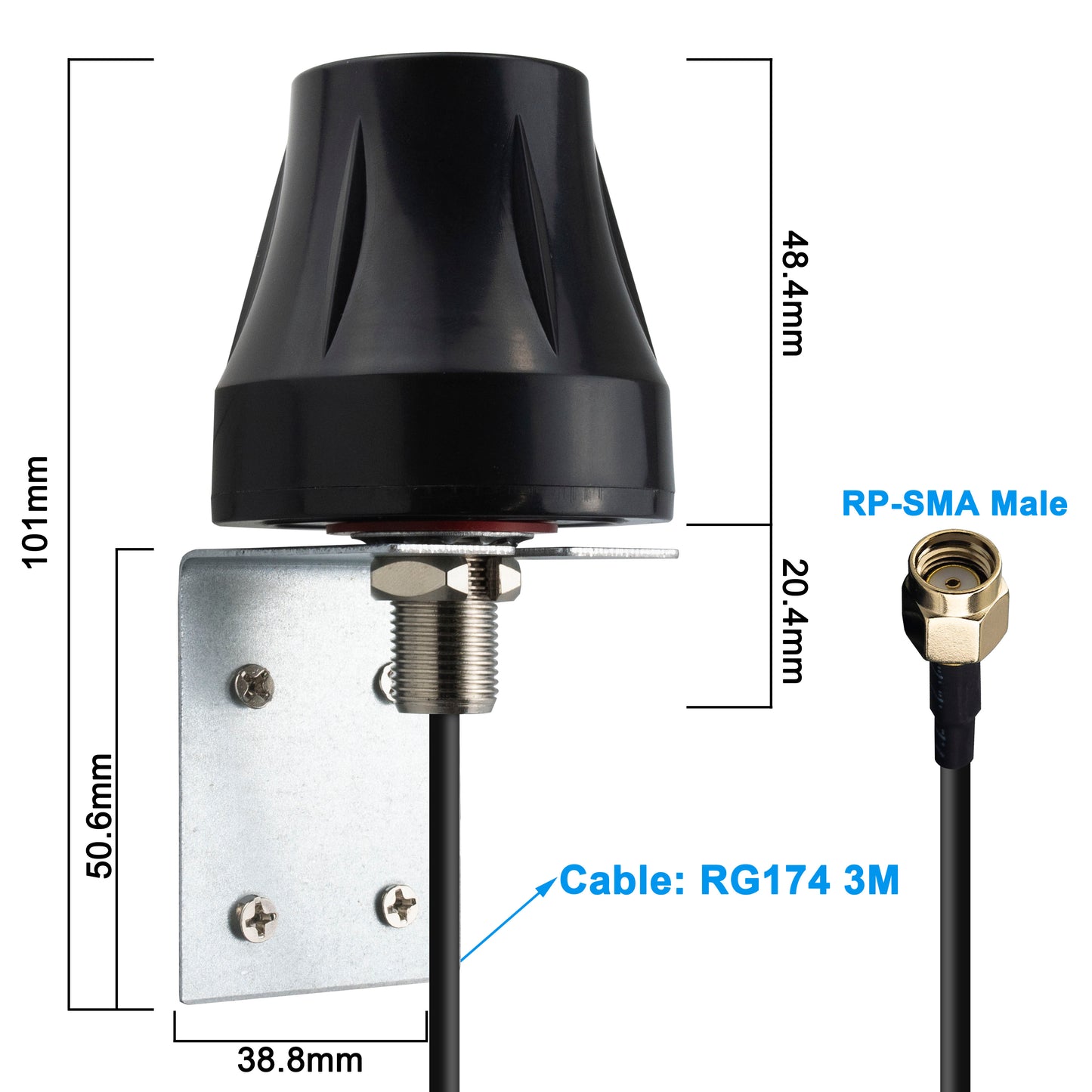 YILIANDUO Outdoor WiFi Aerial DualBand 2.4GHz 5.8GHz Wall Mount MIMO RP-SMA Male Waterproof WiFi Antenna + RF SMA Adapter