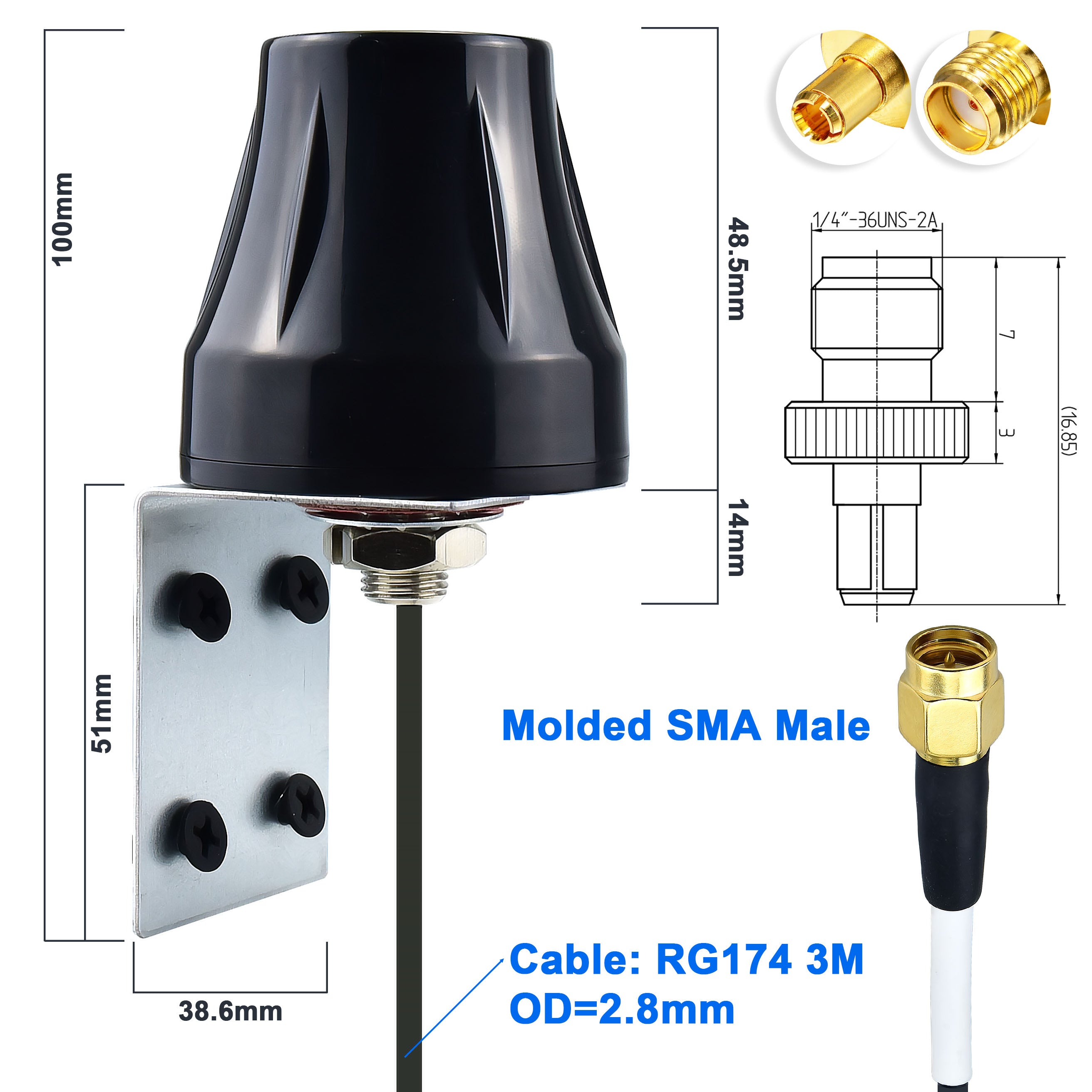 YILIANDUO 4G LTE Antenna Outdoor Wall Mount Waterproof SMA Male Aerial + SMA to TS9 RF Adapter for WiFi Router Mobile Hotspot Wireless Modem Router Gateway Trail Camera