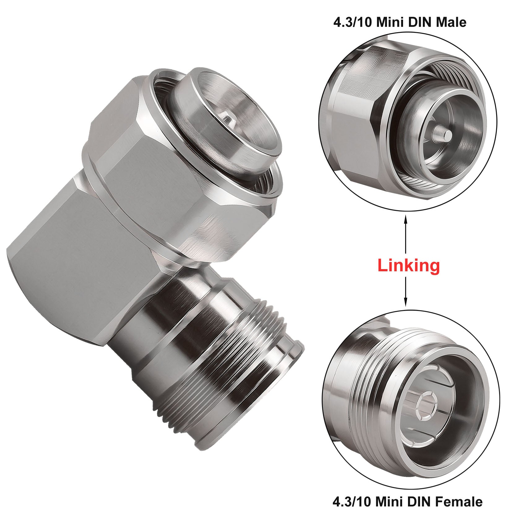 YILAINDUO 4.3/10 Mini DIN Connector Coaxial Mini DIN Male Female Adapter 4.3-10 Connector Adapter for Distributed Antenna System (DAS) Base Stations Wireless Infrastructure