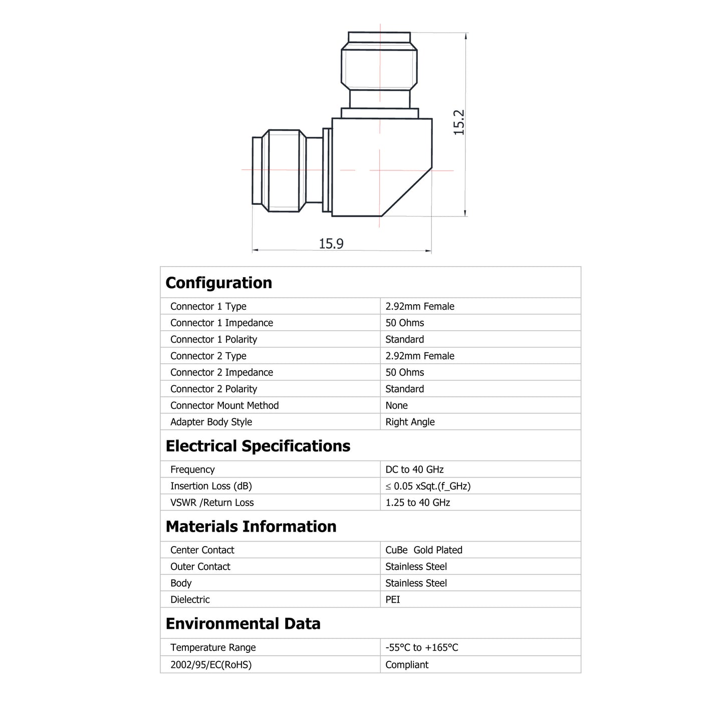 YILIANDUO 2.92mm(K-Type) Right Angle Male Female Precision RF Adapter | DC-40GHz 50Ω Passivated Stainless Steel 90 Degree Bend, Mechanically Intermateable with SMA & 3.5mm Connectors