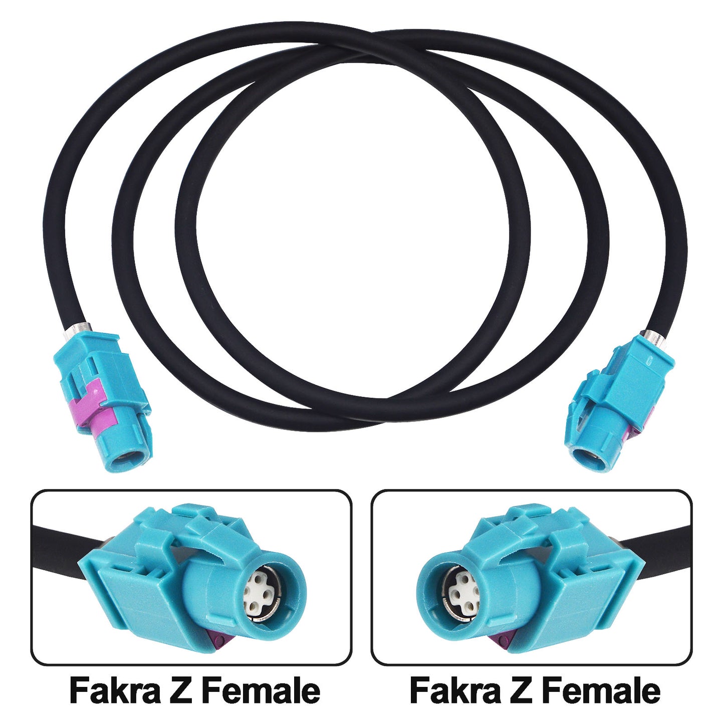 YILIANDUO 4 Pin HSD Z LVDS Adapter Wiring Harness - 4-Core Cable Fakra Z Female to Female Connector - 80CM for Audi BMW USB Vehicle Transmission Screens Car Audio