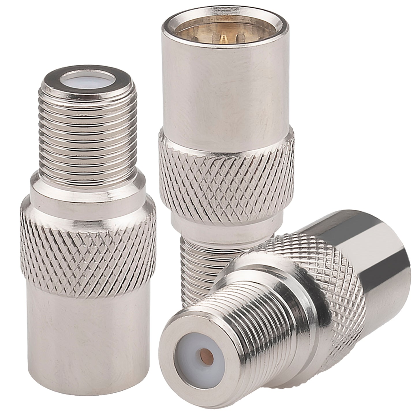 YILIANDUO F-Type Push-On Coax Connector 75 Ohm All-Copper F Quick Male to Female RG6 Coaxial Cable Adapter for Sky Q, Virgin Media Hub, Caravan TV and RG6 Satellite Dish 3-Pack