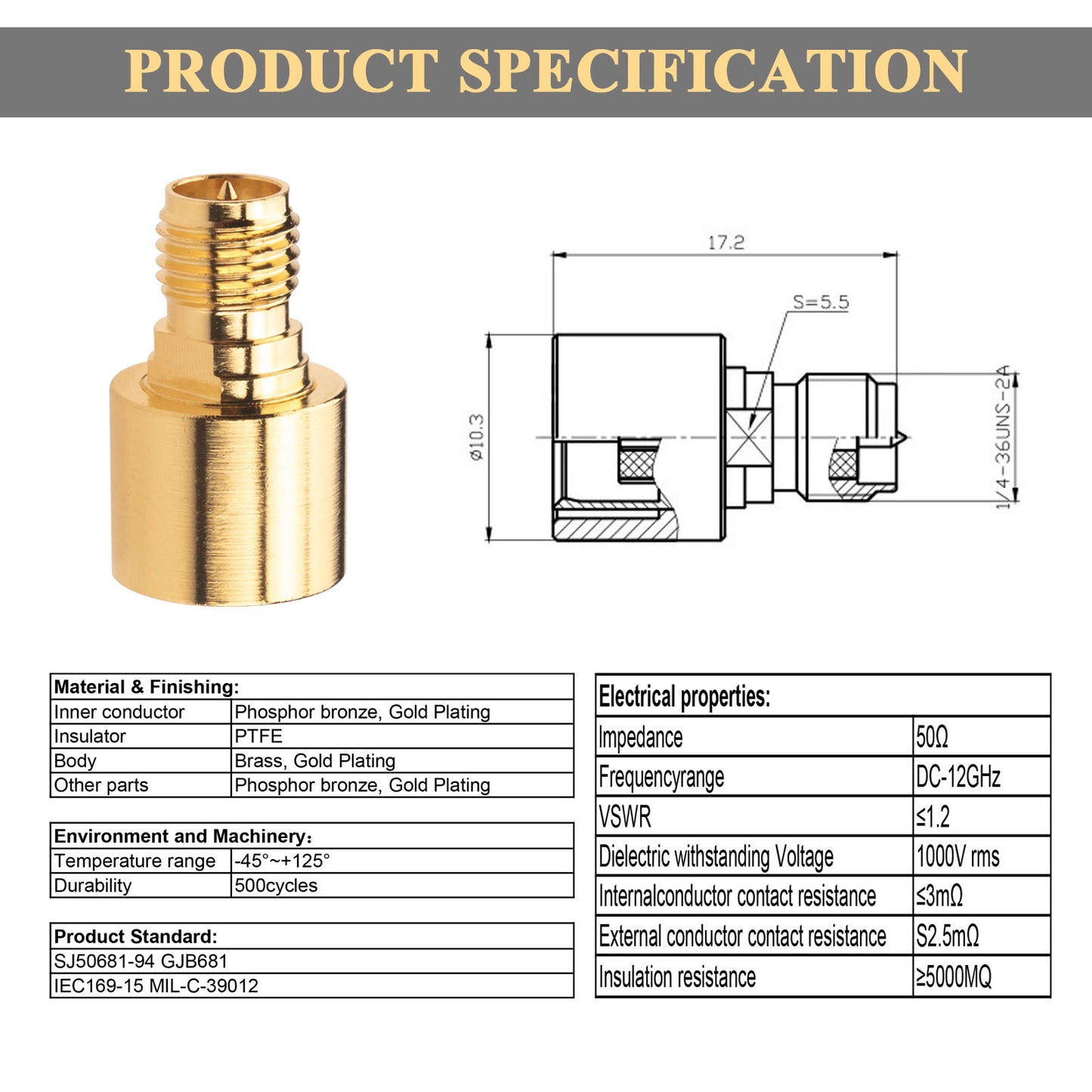 YILIANDUO SMA/RP-SMA Quick Coax Adapter Male to Female 50 Ohm DC-12GHz Gold-Plated Brass for Antennas Wifi CCTV SDR 2-Pack
