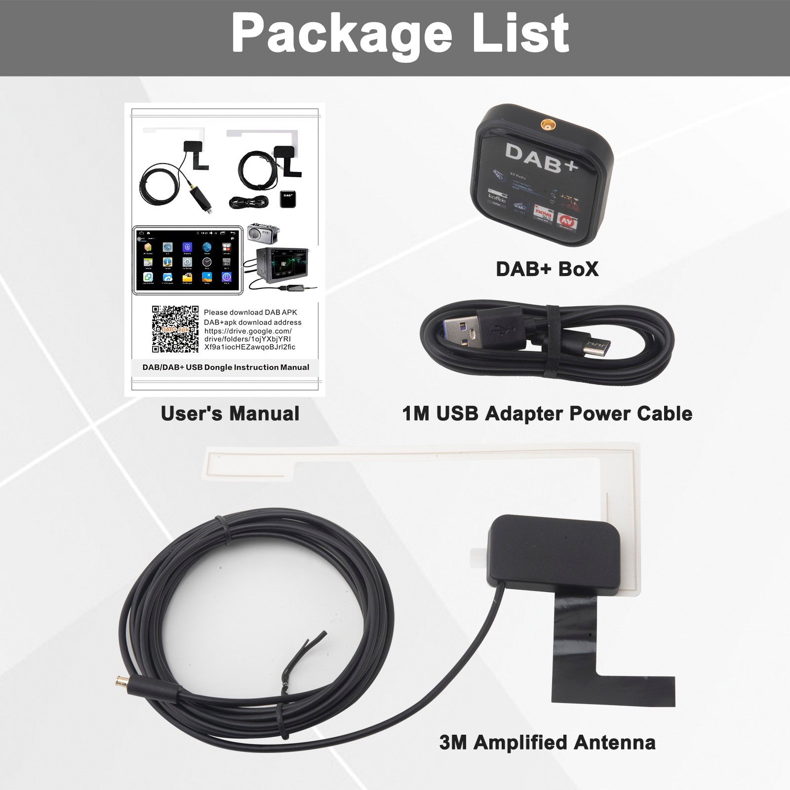 YILIANDUO Car DBA+ Digital Radio Receiver Car DAB Radio Adapter Antenna Kit USB DAB Digital Audio Transmission for Most Android Car Stereos