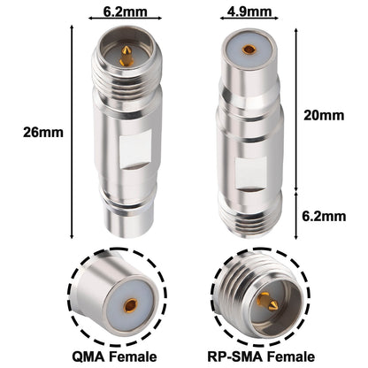 YILIANDUO RP SMA to QMA 6GHz RF Coaxial Connector 50Ω Push-Lock Adapter for 5G Base Station, Satellite, IoT, Military & Avionics 2-Pack