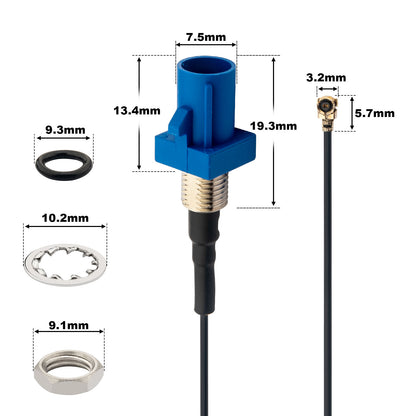 YILIANDUO Fakra to IPX Cable Fakra Z Male to IPX U.FL Plug 20CM 50 Ohm DC-6GHz RoHS Compliant for Car GPS Bluetooth Wi-Fi 2-Pack