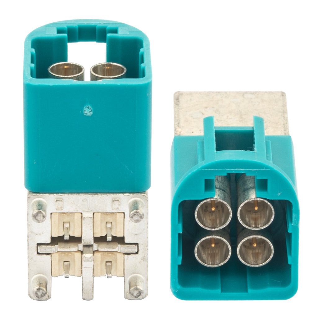 YILIANDUO Quad Port Fakra Z Male Connector 90 Degree Through Hole Mount Solder Plug for ADAS, Car Radio Systems, GPS Systems, Satellite Radio, GPS Antenna Pack of 2