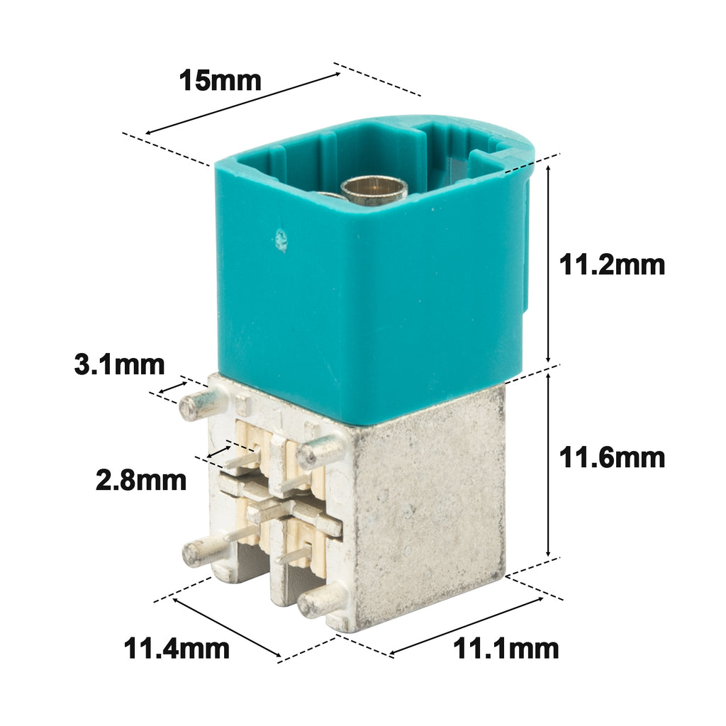 YILIANDUO Quad Port Fakra Z Male Connector 90 Degree Through Hole Mount Solder Plug for ADAS, Car Radio Systems, GPS Systems, Satellite Radio, GPS Antenna Pack of 2