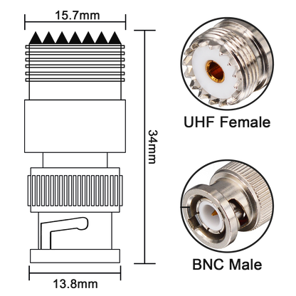 YILIANDUO UHF Female to BNC Male RF Coaxial Adapter 50 Ohm PL259 SO239 to BNC Jack Connector for Ham Radio, CCTV, FPV Antenna, RF Extension Cable 2-Pack