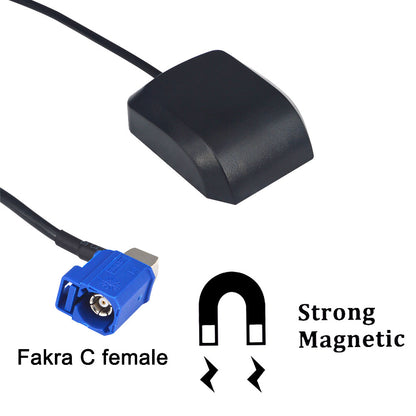 YILIANDUO Car Active GPS Antenna 90 Degree Fakra C Female Magnetic Base 3M RG174 Cable for Dash DVD Head Unit Stereo Navigation