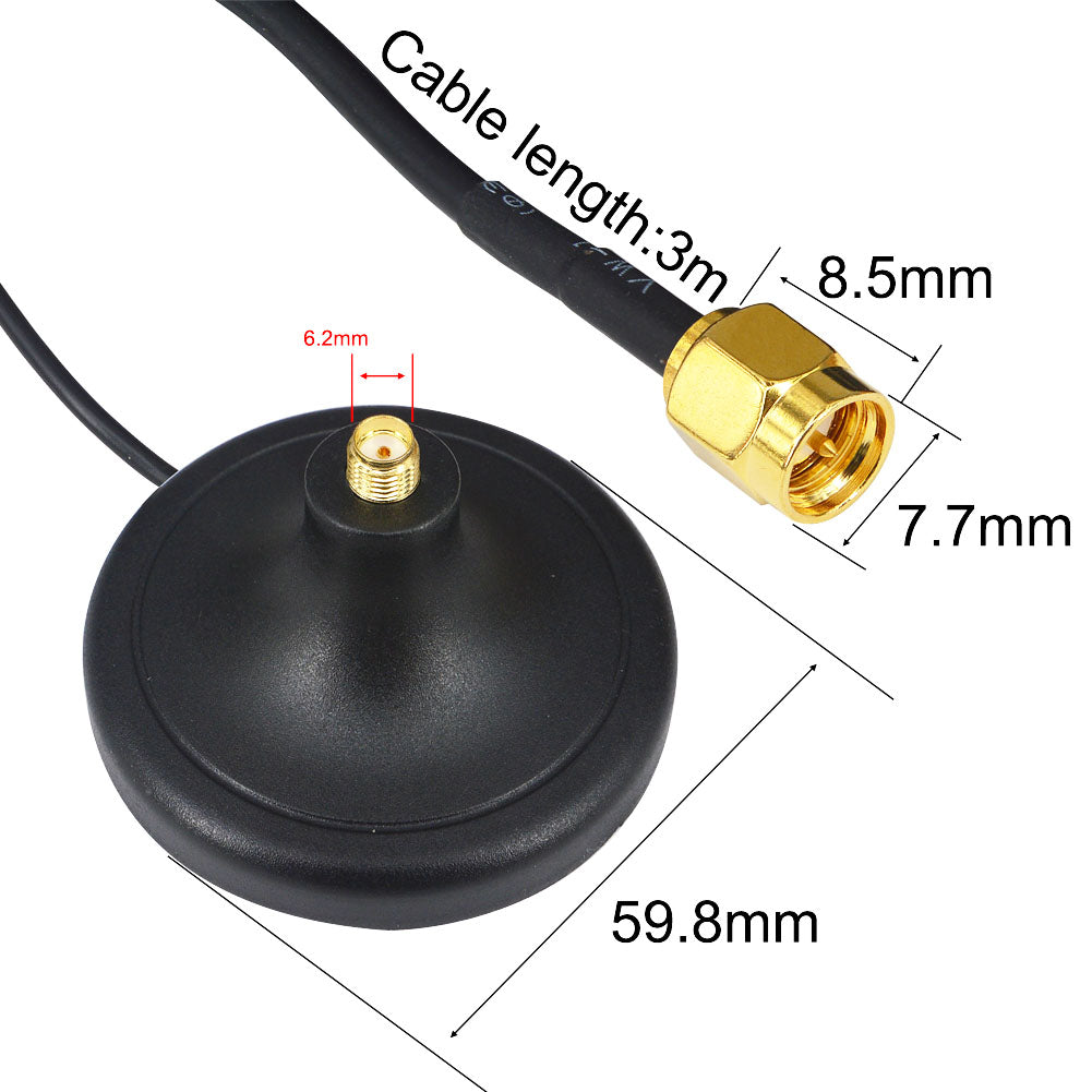 YILIANDUO 2.4G WiFi Antenna Magnet Base with SMA Male Plug GSM Antenna 3G Magnetic Stand RG174 3M Cable
