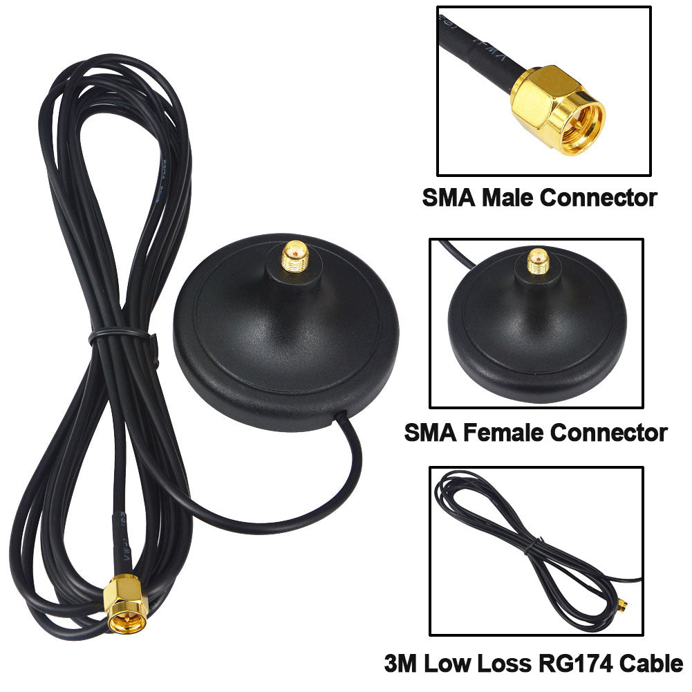 YILIANDUO 2.4G WiFi Antenna Magnet Base with SMA Male Plug GSM Antenna 3G Magnetic Stand RG174 3M Cable
