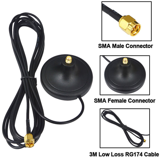 YILIANDUO Magnetic Antenna Base, SMA Female Mount + SMA Male, 3m RG174