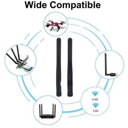 YILIANDUO 2.4GHz 3dBi Omni WiFi Antenna Kit RP-SMA Male + U.FL IPX to RP-SMA Female 15cm Pigtail Cable 2Pack